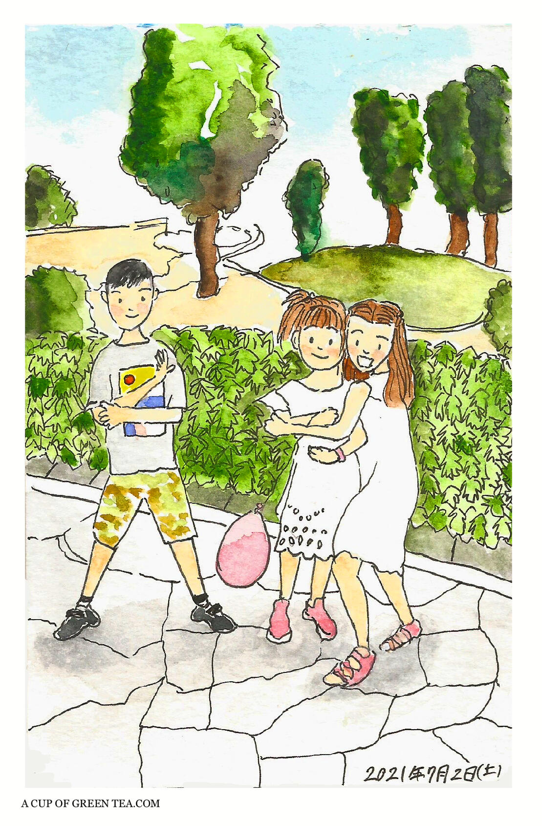 A CUP OF GREEN TEA Illustration