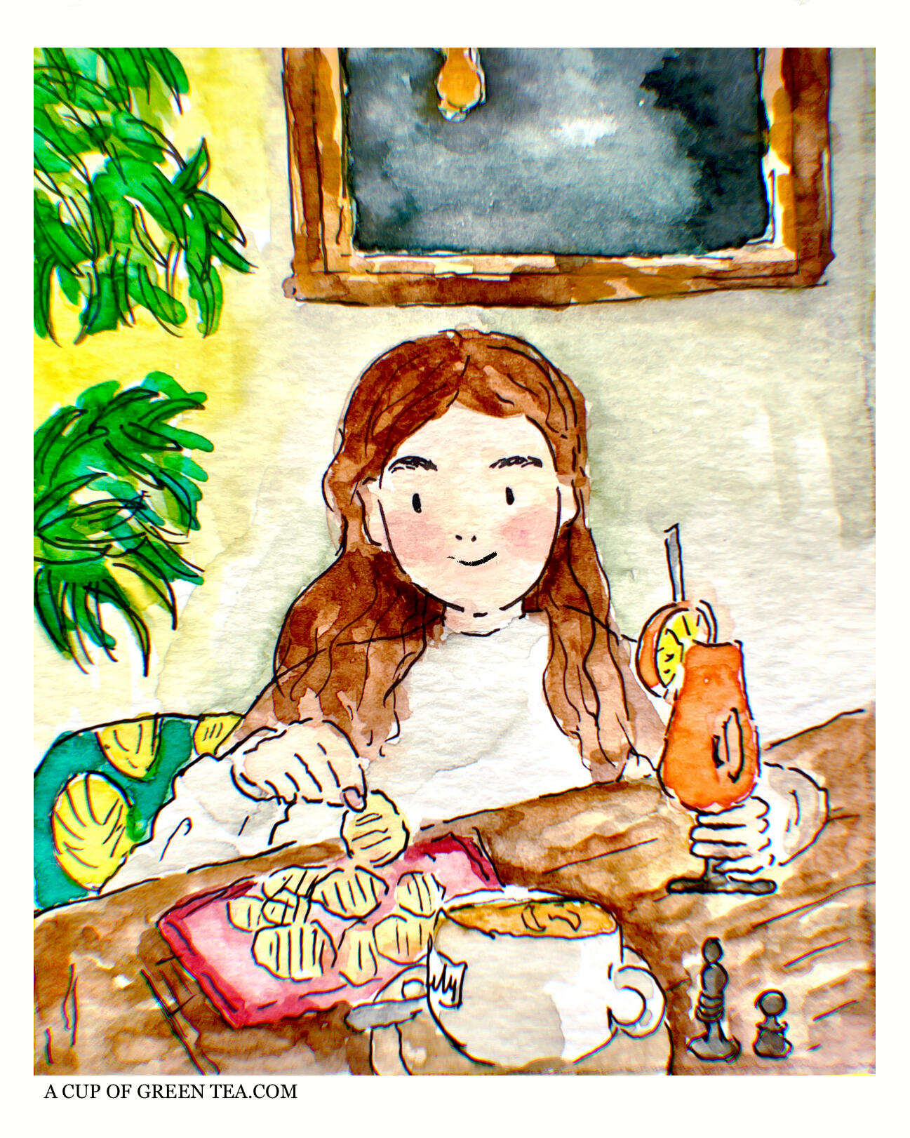 A CUP OF GREEN TEA Illustration