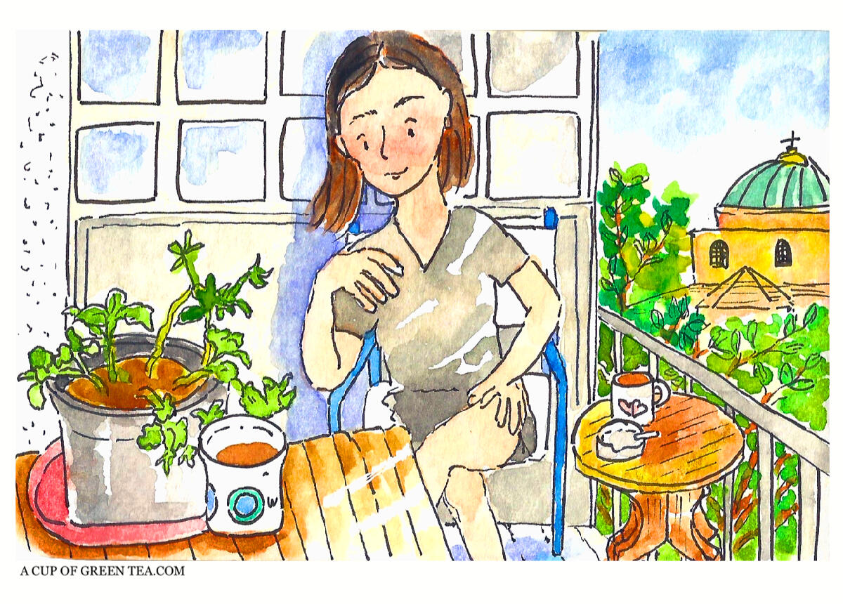 A CUP OF GREEN TEA Illustration